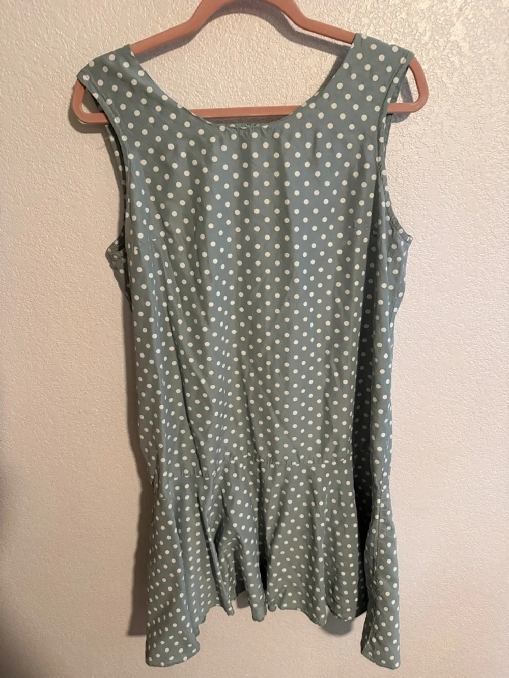 Vintage B.G.B. Ltd. Blue White Polka Dots Drop Waist Mini Dress 80s Size 14